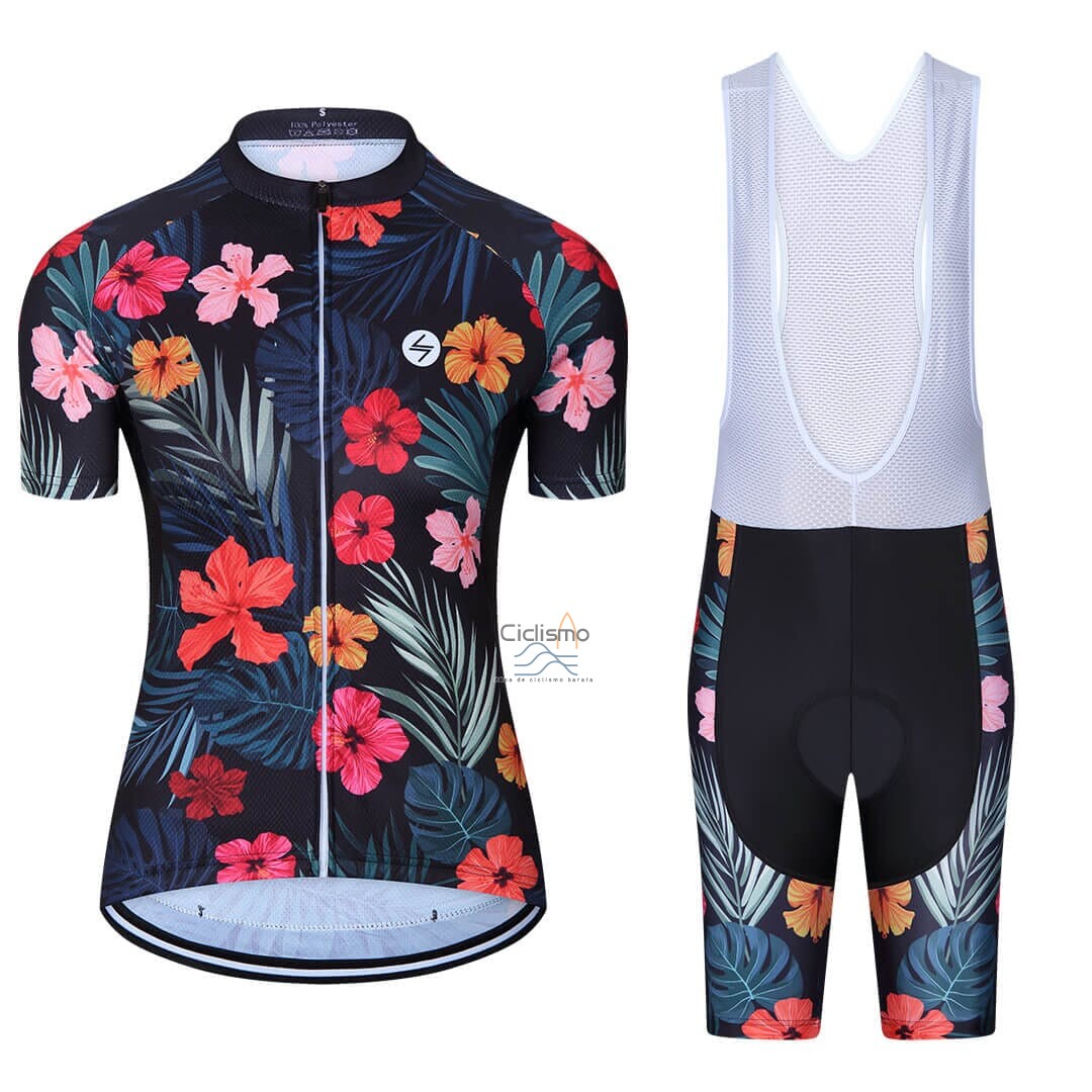 Steep Ropa Ciclismo Culotte Corto 2023 Mujer Mangas Cortas Rosa Negro