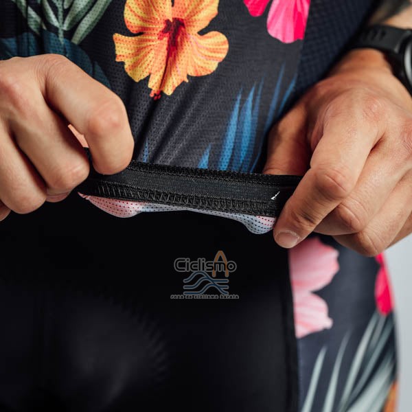 Steep Ropa Ciclismo Culotte Corto 2023 Mujer Mangas Cortas Rosa Negro