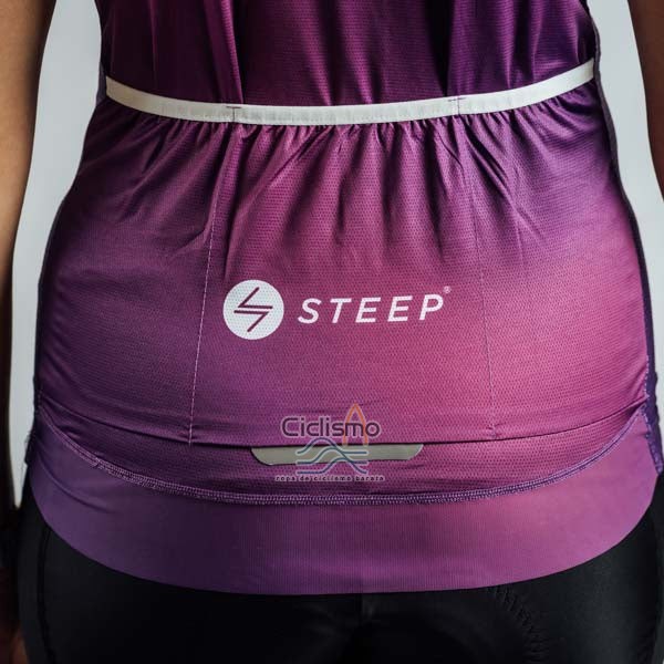 Steep Ropa Ciclismo Culotte Corto 2023 Mujer Mangas Cortas Violeta Negro